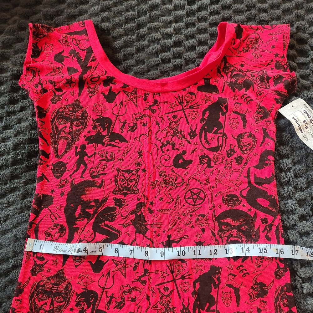 Creepsville 666 red & black sexy devil halloween off shoulder shirt